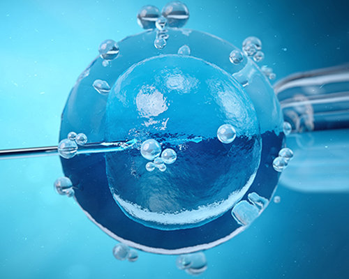 3d illustration artificial insemination, fertilisation, Injecting sperm into egg cell. Assisted reproductive treatment